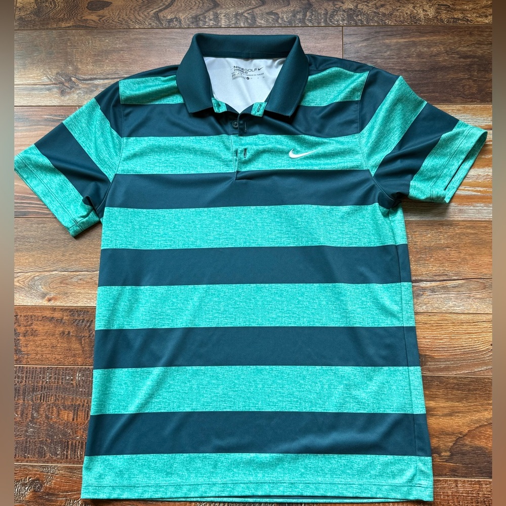 Men’s Nike dri-fit Green Striped golf Polo Shirt